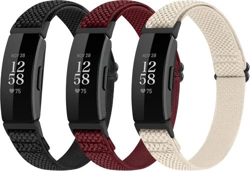 Vista 10 de Correas deportivas de nailon elásticas ajustables compatibles con Fitbit Inspire 3/Inspire 2/Inspire/Inspire HR/Ace 2/Ace 3, correas elásticas