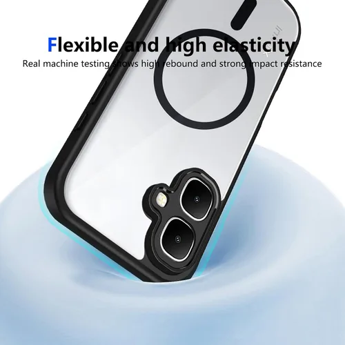 Vista 377 de Funda magnética transparente compatible con Xiaomi 17T, color negro 2 en 1 PC + TPU cubierta de teléfono a prueba de golpes, carcasa protectora
