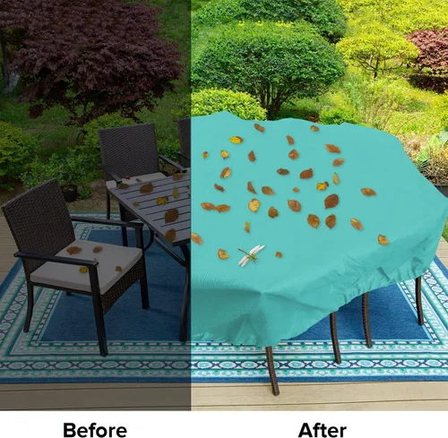 Vista 91 de Fundas para muebles de patio, impermeables, resistentes a los rayos UV, resistentes a los rayos UV, para exteriores, mesa redonda y rectangular