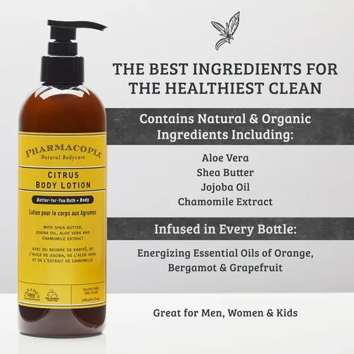 Vista 3 de Pharmacopia Loción corporal cítrica – Hidratante natural hidratante con beneficios de aromaterapia – Cuidado de la piel vegano sin crueldad animal