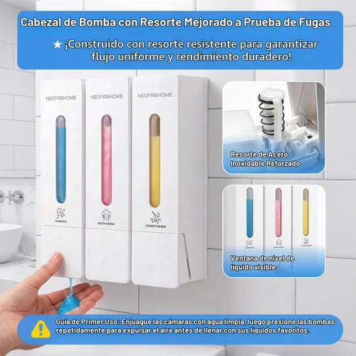 Vista 3 de Shower Soap Dispenser Bathroom Accessories Set Wall Mounted No Drill White