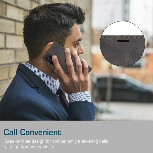 Vista 8 de Funda tipo cartera para Samsung Galaxy Note 20, piel sintética retro, cierre magnético, con ranuras para tarjetas, bolsillos para efectivo con Negro