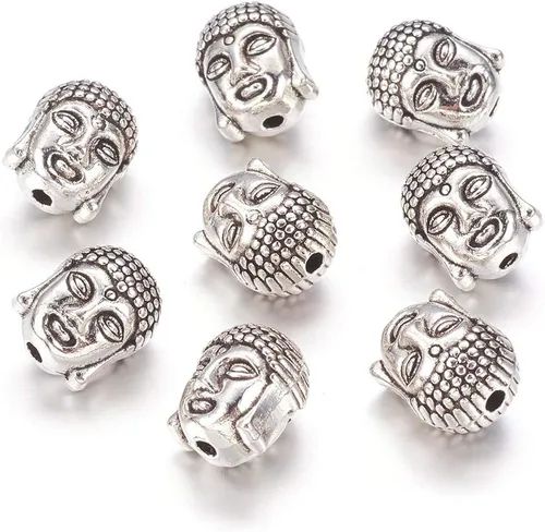 Vista 27 de Megapet - Cuentas espaciadoras de plata antigua estilo tibetano para fabricación de joyas, Metal