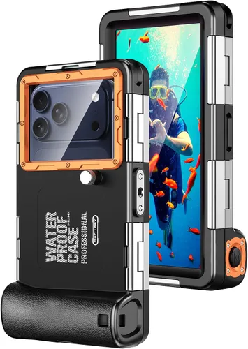 Vista 9 de Hllhunkhe Funda universal subacuática para esnórquel, buceo profesional, impermeable, para iPhone 7-17 Pro/Pro Max/Plus/Mini, Galaxy S10-S25