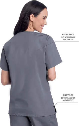 Vista 3 de ScrubZone - Parte superior de ambo con manga corta y cuello en V para mujer