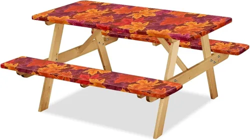Vista 11 de Juego de 3 calcetines de árbol de Navidad de dibujos animados y galletas, funda de mesa de picnic ajustable con funda de banco, manteles Calcetines