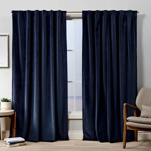 Vista 12 de Exclusive Home Cortinas de terciopelo con pestaña oculta en la parte superior, 52 x 108, blanco invierno, 2 paneles