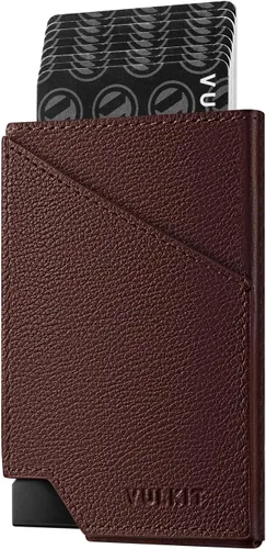 Vista 20 de VULKIT Cartera de tarjetas desplegable con bloqueo RFID, funda delgada de aluminio para tarjetas bancarias con bolsillo para dinero de negocios