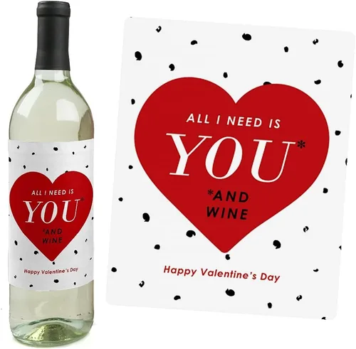 Vista 4 de Big Dot of Happiness - Día de San Valentín - Regalo para mujeres y hombres - Etiquetas adhesivas para botellas de vino - Juego de 4