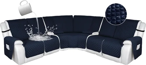 Vista 89 de HDCAXKJ Fundas de sofá seccional reclinable 100% impermeable, forma de L, funda de sofá reclinable lavable acolchada suave para mascotas, perro