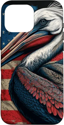 Vista 19 de Funda para iPhone 16 Pelican Bird Patriotic Vintage American Flag Pelícano