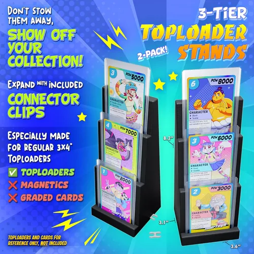 Vista 2 de EnderToys Soporte de exhibición para tarjetas Toploader (paquete de 2) (negro) - Para tarjetas comerciales y deportivas