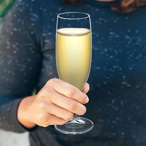 Vista 7 de DISCOUNT PROMOS Juego de 10 copas de champán de plástico, 6.7 oz. – Plástico, Barware, Elegante – Transparente