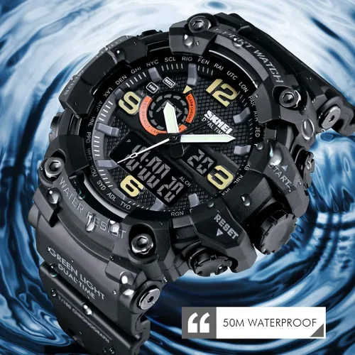Vista 5 de Relojes para hombre multifunción, reloj deportivo militar S-Shock LED, digital, impermeable, reloj despertador