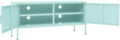 Vista 6 de Armario de almacenamiento de metal para TV con 2 puertas y un estante en el interior, aparador de almacenamiento, soporte de TV, consola multimedia