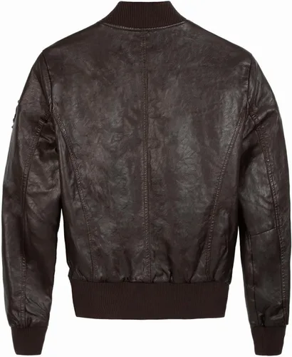 Vista 2 de Top Gun Chaqueta bomber de cuero vegano con parches para mujer