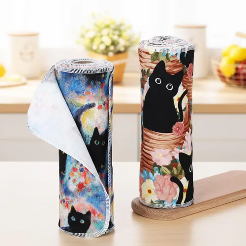 Vista 8 de Redbaker 50 piezas de toallas de papel reutilizables, paños de algodón reutilizables sin papel, toallas de papel absorbentes lavables