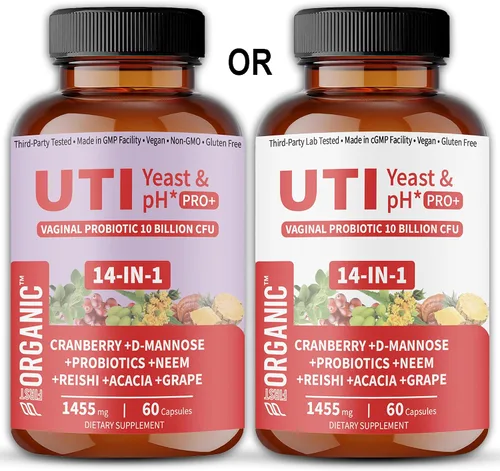 Vista 9 de UTI Levadura y pH Pro+ Paquete de 2 Hidratación femenina diaria y apoyo de equilibrio con arándano, D-manosa, aloe, hibisco Probado por