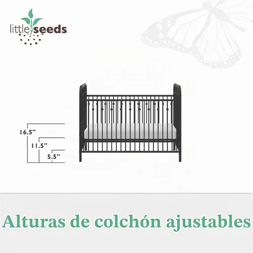 Vista 6 de Little Seeds Monarch Hill Ivy - Cuna de bebé de metal color negro