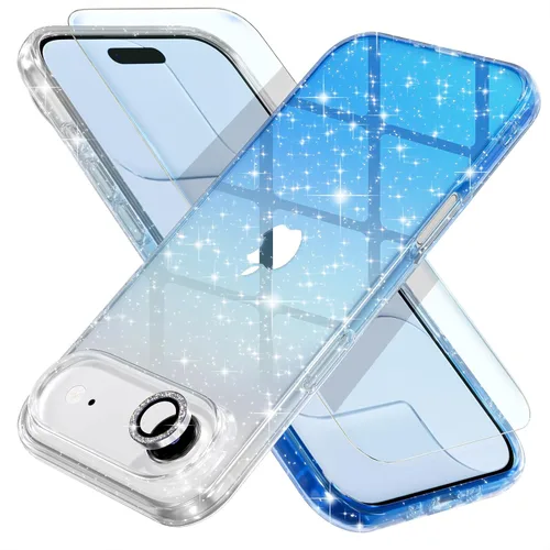 Vista 36 de Choiche, funda para iPhone 14 de mujer, brillante, protección de grado militar, 2 cubiertas de lentes de cámara Diamond, 2 protectores de vidrio