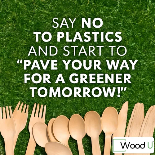 Vista 6 de WoodU - Cubertería de madera desechable 100% natural, ecológica, biodegradable y compostable, paquete de 100 cubiertos de madera de 6.5 pulgadas