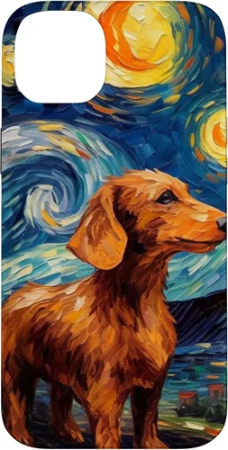 Vista 15 de Carcasa para iPhone 16 Dachshund Dog Starry Night Van Gogh Dachshund