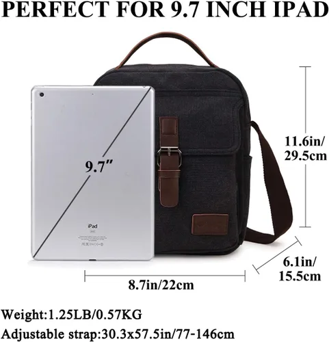 Vista 2 de RAVUO Bolso bandolera pequeño para hombre, resistente al agua, de lona, bolso cruzado vintage para viajes y trabajo