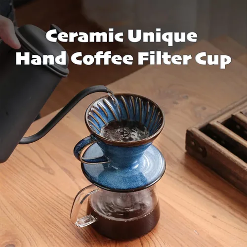 Vista 4 de Filtro gotero de café de cerámica con 60 ángulos cónico 02-4 tazas para verter sobre el café, taza de cerámica para exteriores, juego de filtros