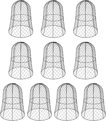 Vista 11 de Paquete de 5 Cloches de alambre de pollo para jardín, 12.99 pulgadas de profundidad x 15.75 pulgadas de alto, protectores y cubiertas de plantas