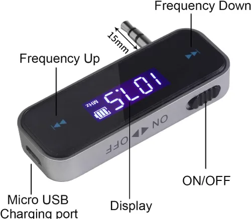 Vista 6 de Beinhome Kit de adaptador de audio con transmisor de FM, transmisor de radio inalámbrico en el automóvil, puerto auxiliar de 0.138 in incorporado