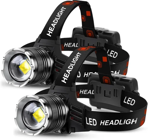 Vista 6 de AKNEAR Linterna frontal LED recargable con luz roja, lámpara de cabeza de resistencia de 95 horas con zoom y 12 modos e impermeable IPX7 y ajustable