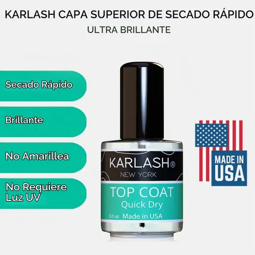 Vista 2 de Karlash Esmalte de uñas súper brillante de secado rápido, secado rápido, capa superior de 0.5 onzas, 0.5 fl oz, fabricado en Estados Unidos