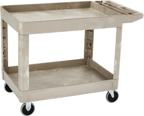 Vista 9 de Carrito de utilería Rubbermaid Commercial Products FG452089BLA resistente, 2 estantes con ruedas, mediano, color negro