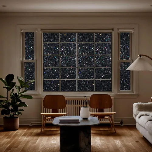 Vista 2 de LEMON CLOUD Película opaca total para ventana, adhesivos de vinilo, calcomanías decorativas 3D con efecto vitral para vidrio, cobertura estática