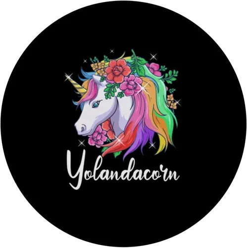Vista 3 de Lindo Yolandacorn con nombre personalizado de unicornio Yolanda PopSockets Standard PopGrip