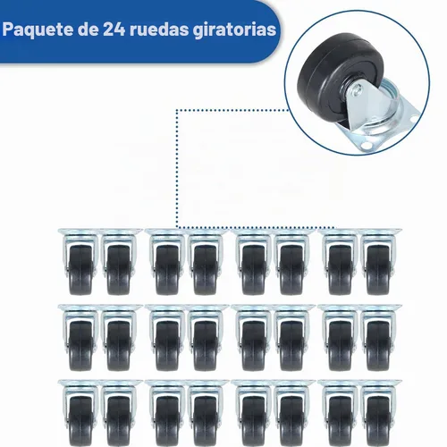 Vista 4 de WFLNHB Paquete de 24 ruedas giratorias de 2 pulgadas, base de goma con placa superior y rodamiento, ajuste resistente para mesas de té, estantes