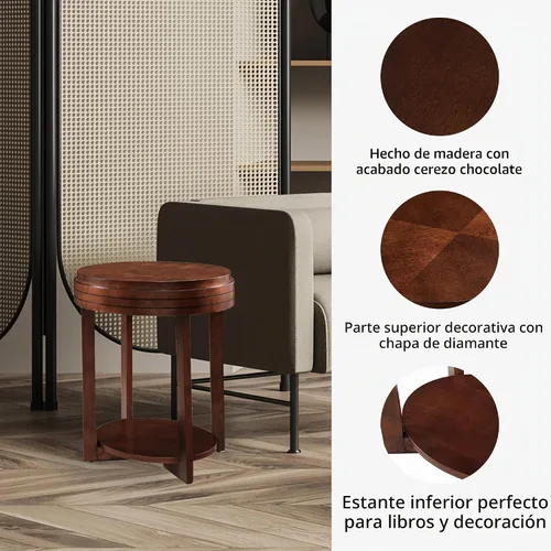 Vista 4 de Leick Home Teo - Mesa auxiliar ovalada, 21 pulgadas, cereza chocolate