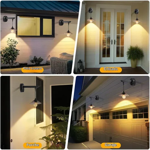 Vista 8 de Luces solares de granero para exteriores, apliques de pared para exteriores de atardecer a amanecer, 3 modos de iluminación con sensor