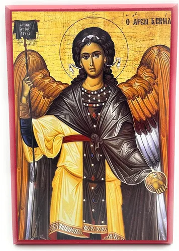 Vista 4 de Icono cristiano ortodoxo griego de madera San Arcángel Gabriel (4.5" x 6.5")
