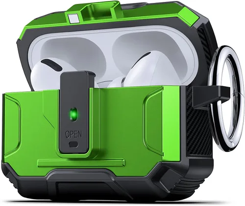 Vista 40 de DASFOND - Funda de armadura para AirPods de 2ª y 1ª generación, carcasa de cuerpo completo de grado militar a prueba de golpes, soporte de carga