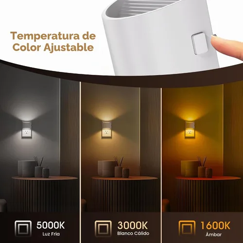 Vista 3 de L LOHAS LED Las luces nocturnas se enchufan en la pared con 3CCT ajustable, luz nocturna de 1W (1600K/3000K/5000K), 1W Nightlights Plug in Wall