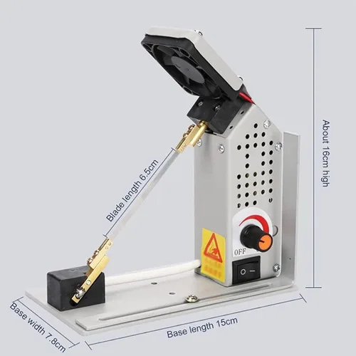 Vista 6 de Cortador de cinta de cuchillo caliente de 220 V, cortador de correa de cuerda eléctrica, con ventilador de escape, temperatura ajustable de 32-3,632