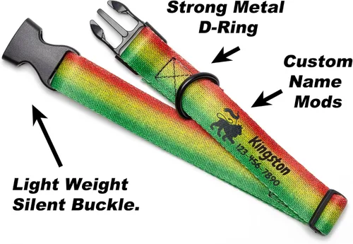 Vista 4 de Reggae Rasta - Collar de perro personalizado (XS 5/8)