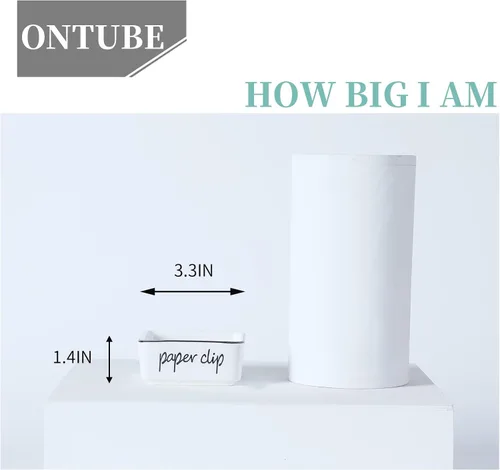 Vista 5 de ONTUBE - Soportes de clip de papel de cerámica estilo granja para escritorio, 3.3 pulgadas, blanco Ceramic, farmhouse, 3.3in, white, paper clip