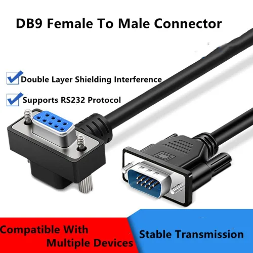 Vista 2 de DB9 Cable de puerto serie RS232 Cable de ángulo recto hembra a conectores macho rectos (3.3 ft)