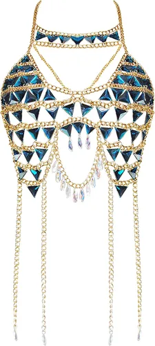 Vista 10 de Cadena de Cuerpo de Traje Sexy para Mujer B-Color dorado