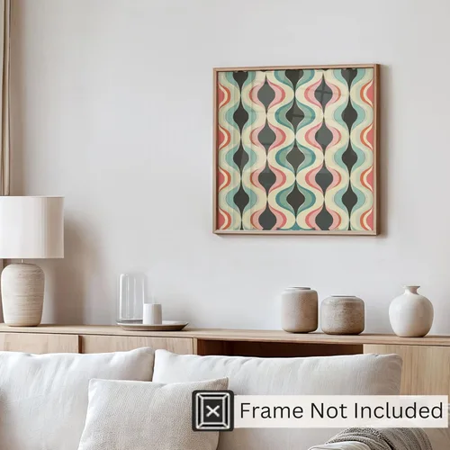 Vista 4 de Ethan Taylor Abstract Wall Art Prints Unframed Square Posters 'Retro 70s Hippie Groovy Pattern VII' Retro Home Décor for Living Room, Bedroom