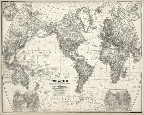 Vista 8 de Póster enmarcado de mapa del mundo de 11 x 14 pulgadas, listo para colgar, reproducción de cartografía de National Geography, arte de pared antiguo