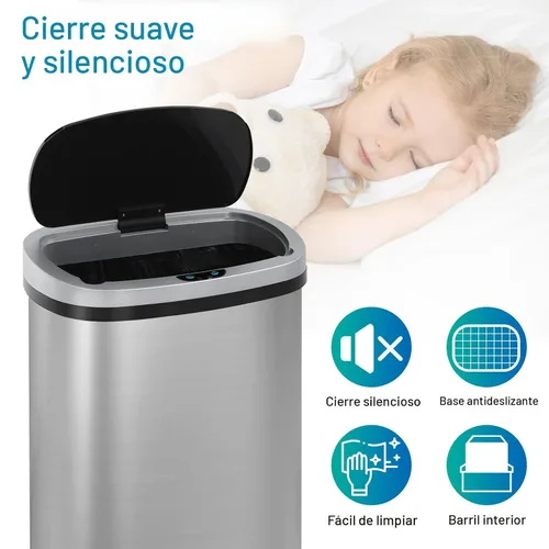 Vista 7 de Dkeli Cubo de basura automático de 13 galones con sensor de movimiento sin tacto, basurero de cocina de acero inoxidable con tapa, basurero de alta