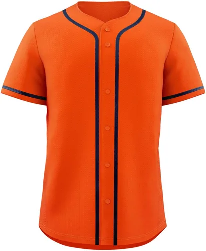 Vista 17 de KXK Camiseta de béisbol en blanco para hombre, camisas casuales con botones, manga corta, uniforme deportivo de equipo activo